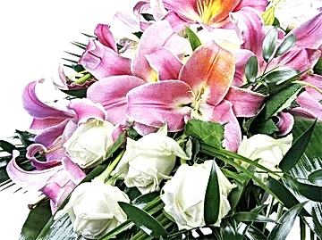 White Roses and Lilies Spray