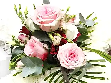 White and Pink Funeral Cross Tribute