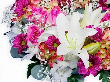 Pinks and Lilies Flower Wreath