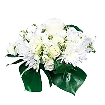 White Flowers and Candle