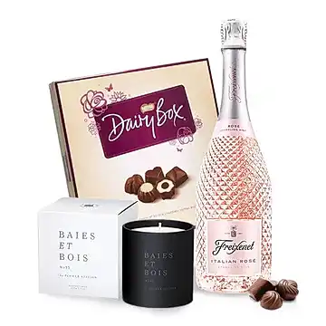 Scented Candle + Chocolates + Sparkling Rosé