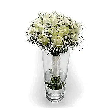 White Rose and Baby's Breath Bridal Bouquet