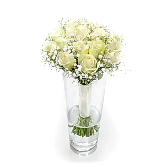 White Rose and Baby's Breath Bridal Bouquet