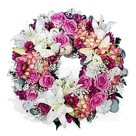 Pinks and Lilies Flower Wreath