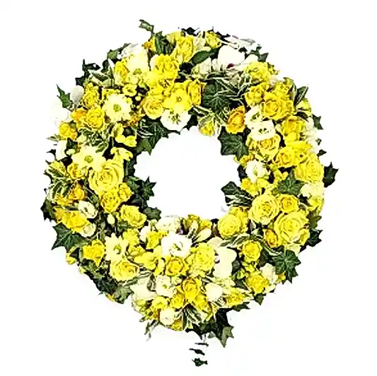 Yellow and White Funeral Wreath